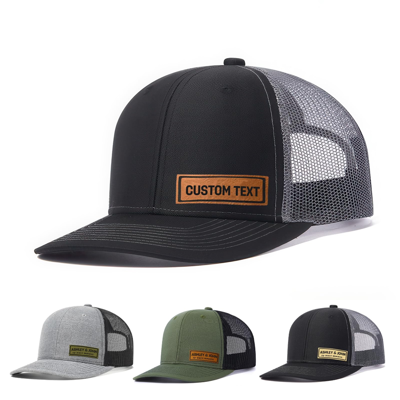 Custom Hats for Men Women Personalized Baseball Caps Leather Patch Trucker Hat for Adult Adjustable Custom Hats