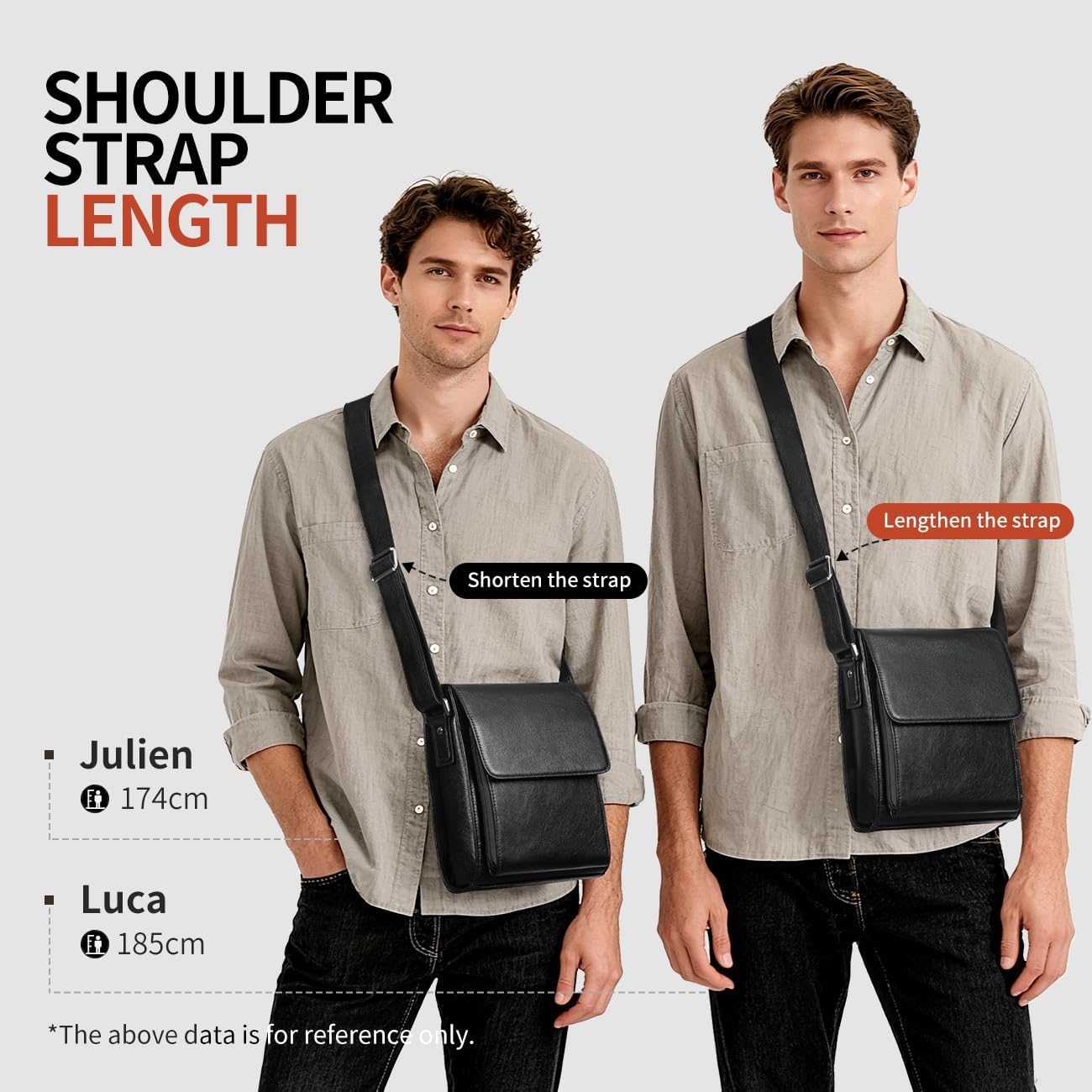 Augus Leather Messenger Crossbody Shoulder Bag for Men Work Business Casual Adjustable straps With YKK Metal Zipper - Image 4