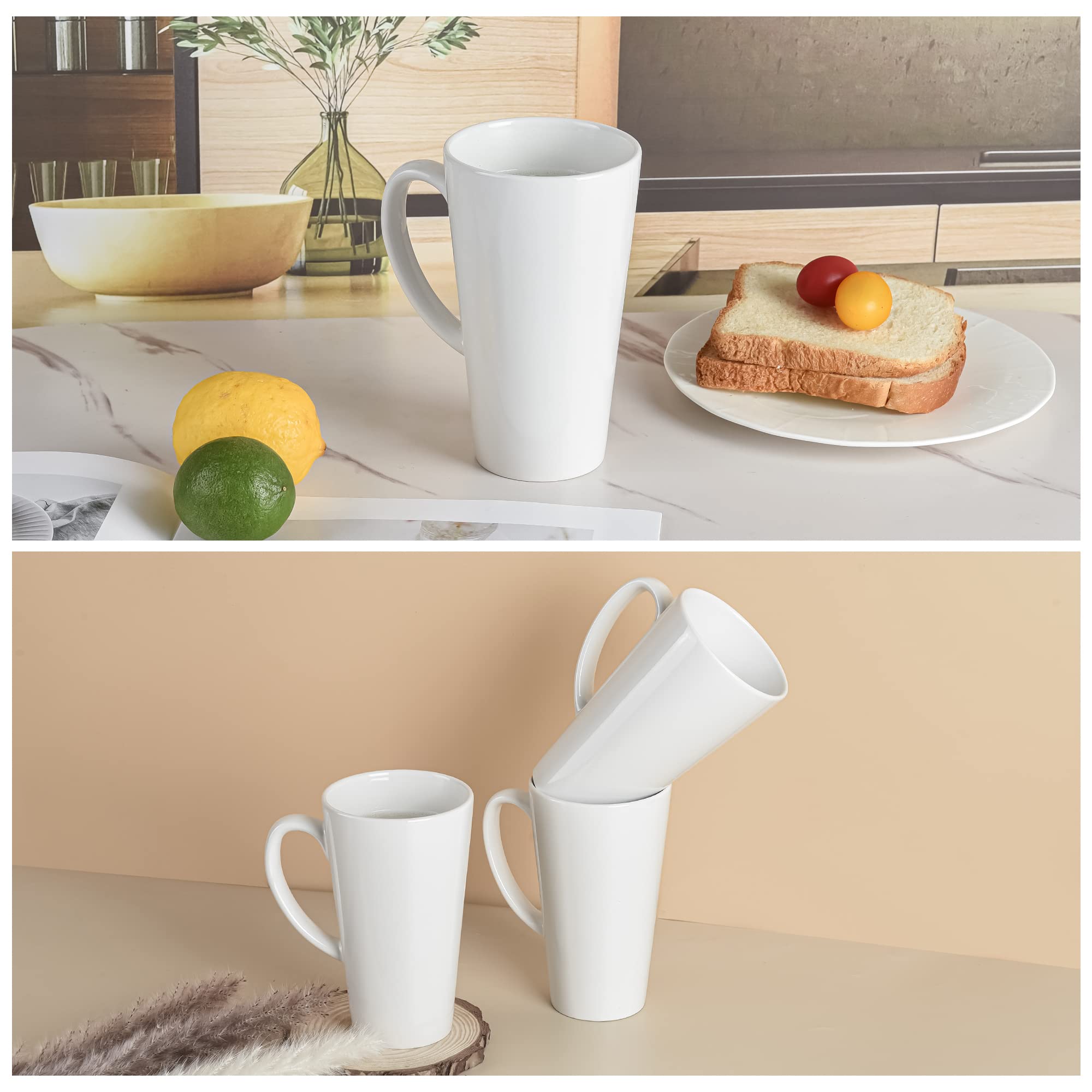 Amazon.com: BYCNZB 16oz White Funnel Ceramic Tall Coffee Mugs for