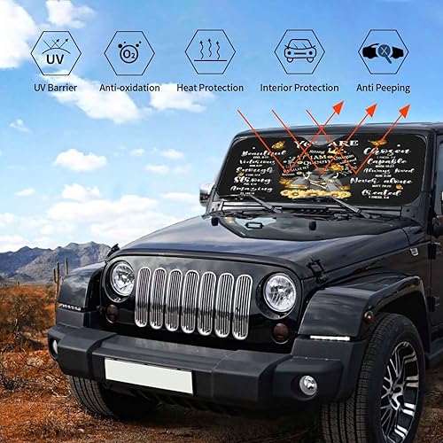 Miniatura 6 de Parasol para parabrisas de niña negra afroamericana y girasol, parasol plegable para automóvil, camión, SUV, auto, 30 x 55 pulgadas Girasol,Chica