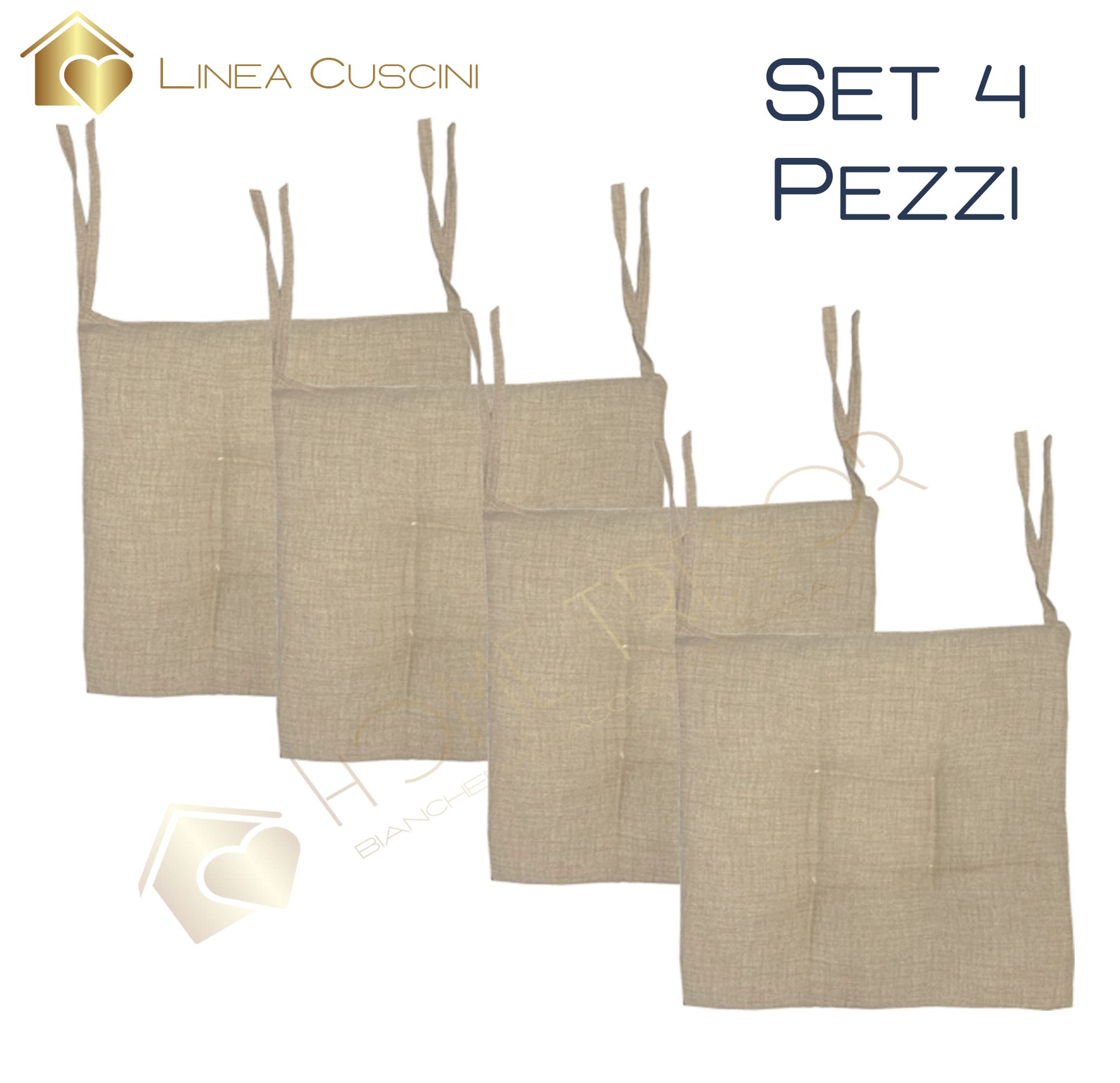 Home Tresor - Coprisedie Cuscini Sedie Cucina Set da 4 | Cuscini Sedia da Giardino, Sala Pranzo, per Interni ed Esterni Morbida Imbottitura Confortevole 6 Cm. (Beige)