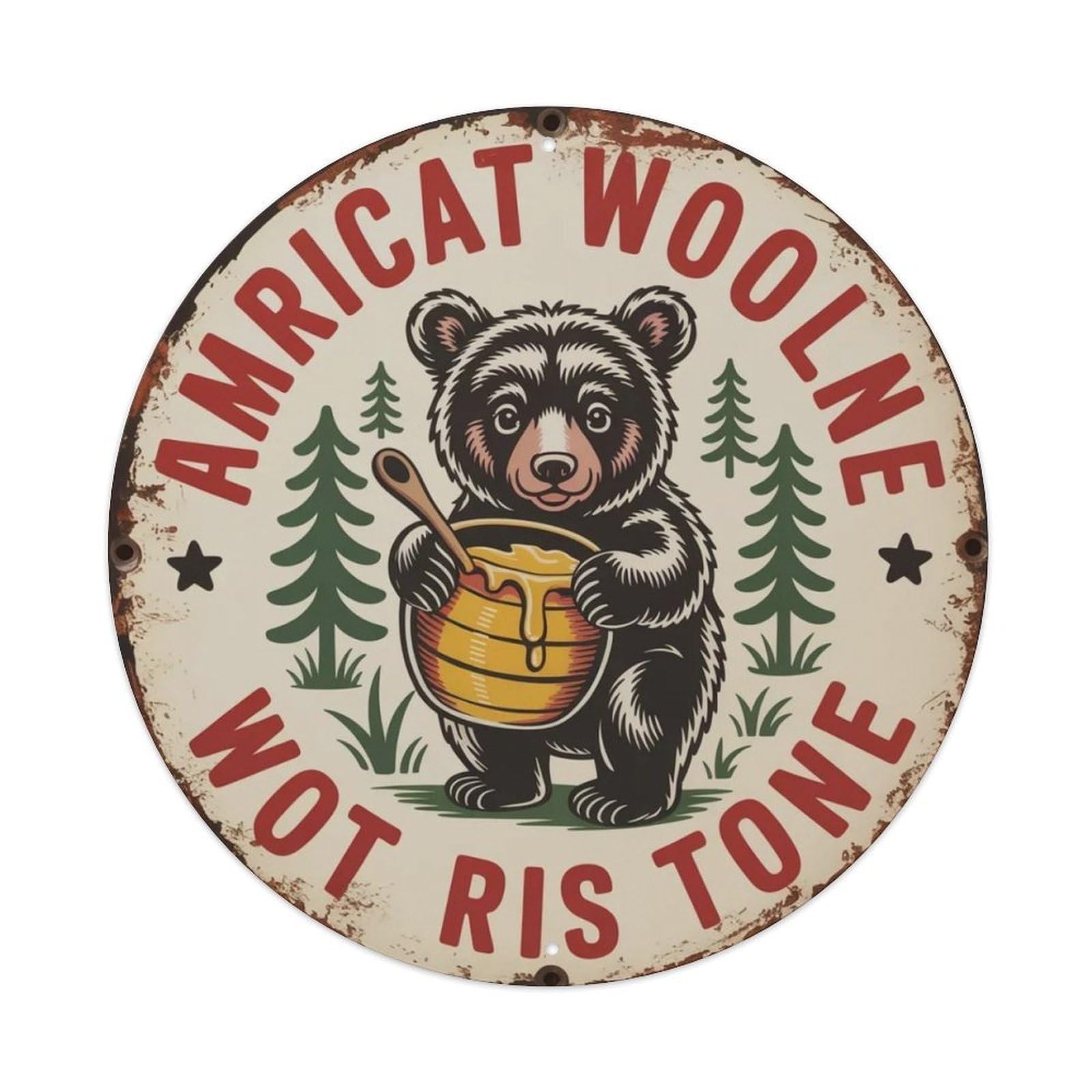 Bear Cub Honey Metal Tin Sign Plaque