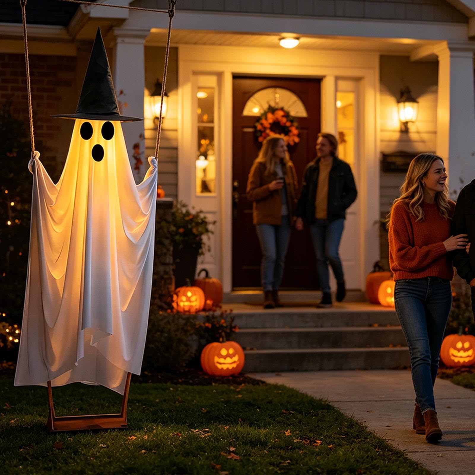 Fantasma Halloween Dondolo Altezza 1,8 m, LED, Telecomando, Impermeabile