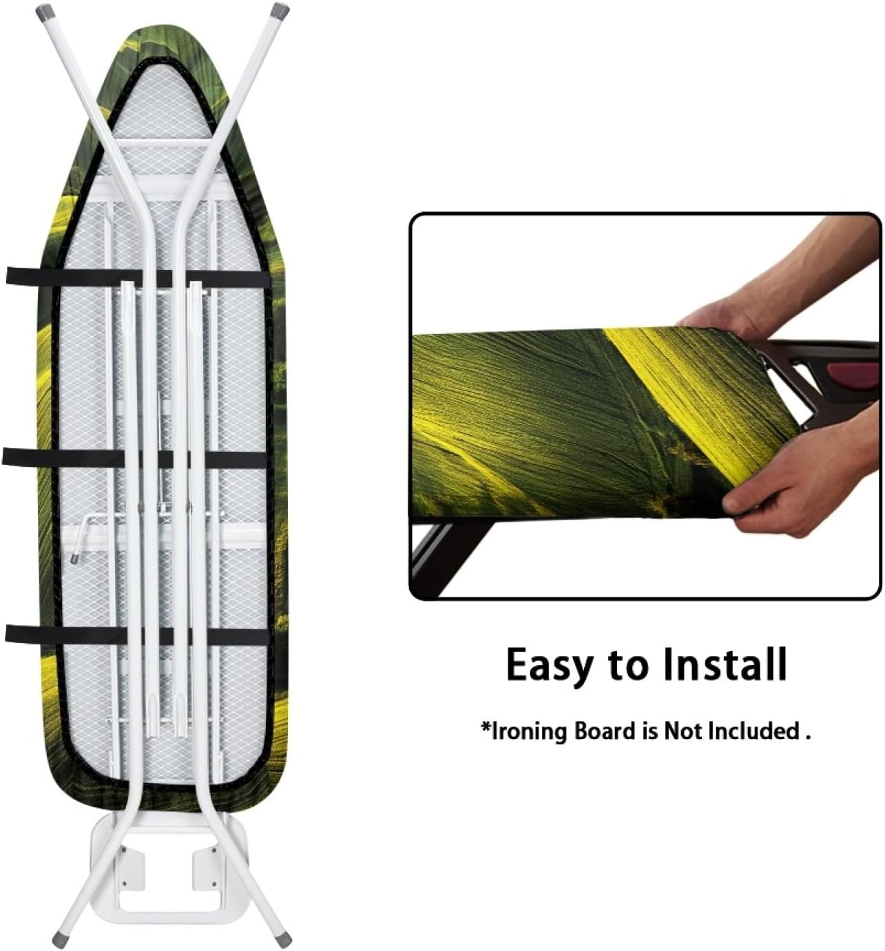 Iron Board Cover with Padding Standard Size Green Hills and Trees Padded Ironing Board Covers 15x54 Heat Reflective Extra Thick Wide Non Stick Scorch and Stain Resistant Heatproof