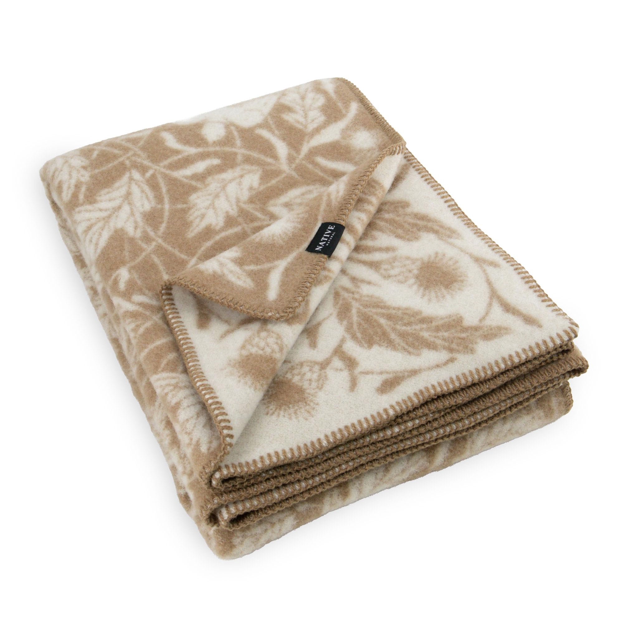 Simply Sheepskin Bird Beige Wool Blanket - Wool Blanket - Jacquard Woven - Premium New Zealand Wool Throw 140X200 Cm