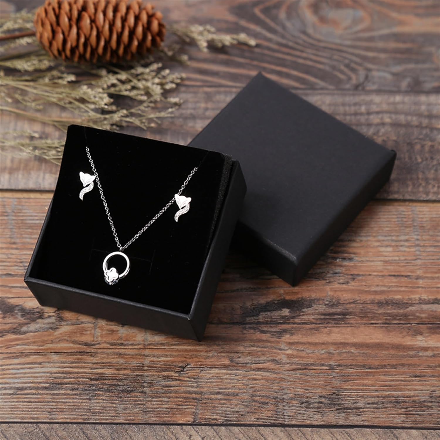 Arrive 12Pcs Black Kraft Paper Jewelry Box Bracelet Bangles Necklaces Rings Box Jewelry Box Storage Case 12Pcs(10x10x3.5cm)
