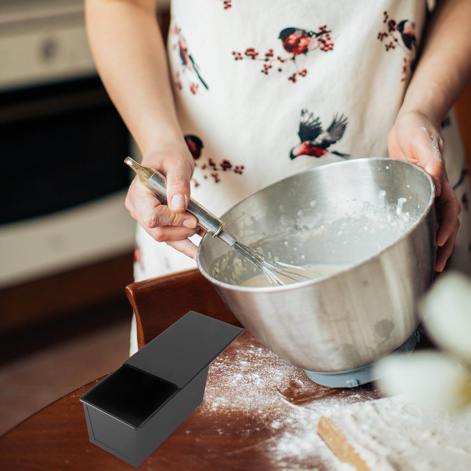 TOYANDONA Molde de 450g Pan para Inoxidable Tapa Acero Negro Hornear | Antiadherente, Conducción Térmica, Uso en Casa, Adecuado para Pan y Tostadas