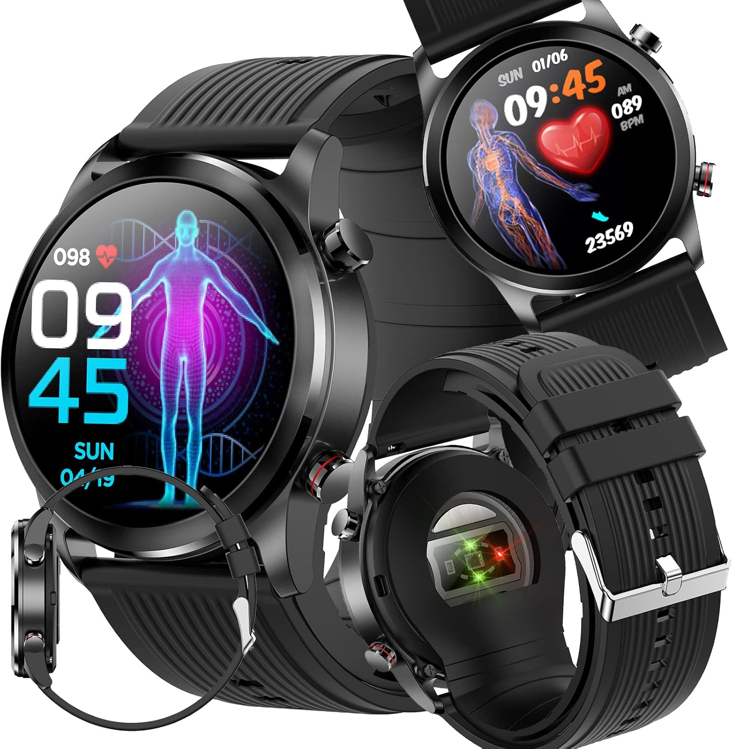 Blutzucker Smart Watch, Luftpumpe Ballon Genauige Blutdruckmessung