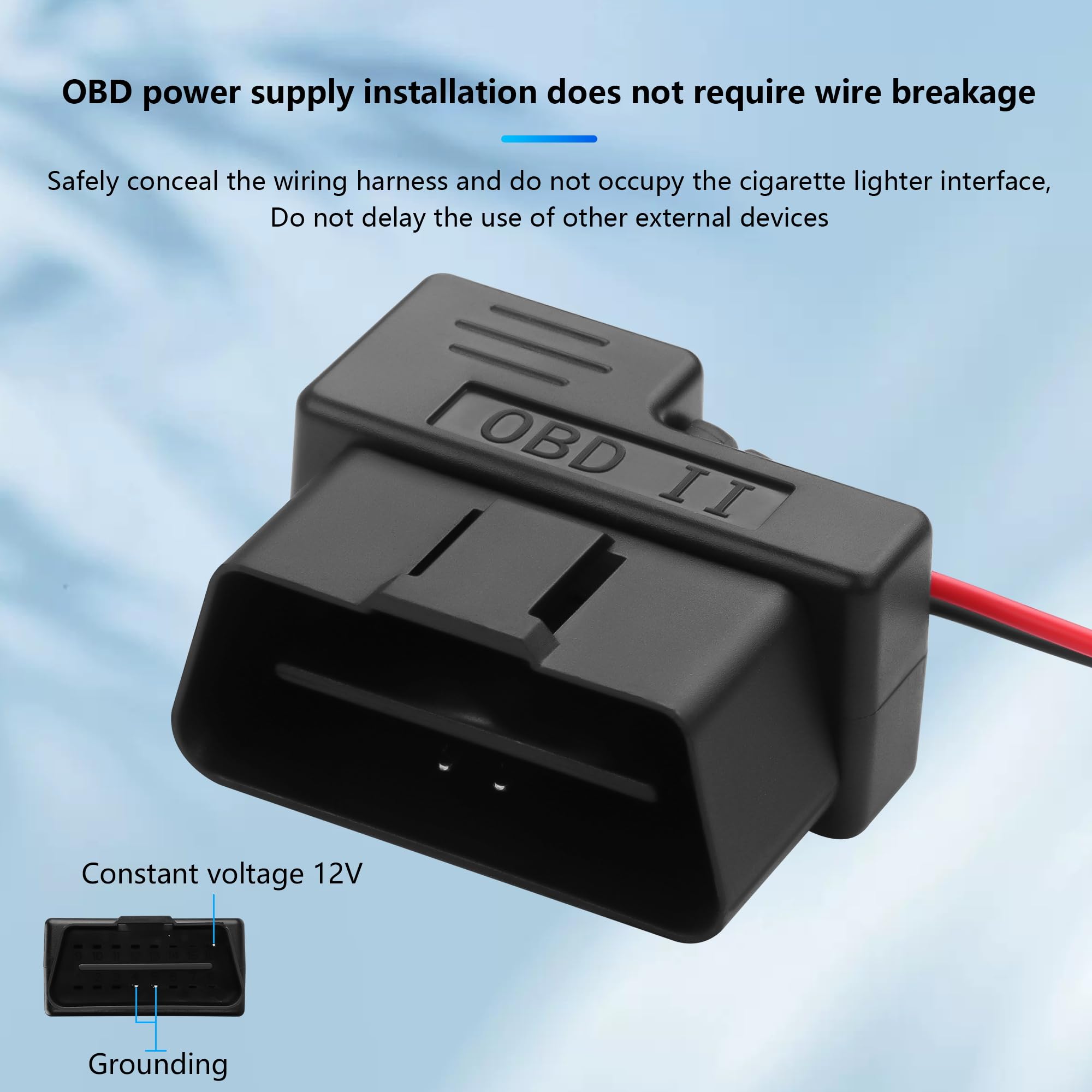 GINTOOYUN Zestaw przewodów OBD do USB-C z wyświetlaczem OBD 3-pinowy męski do 90 stopni USB-C męska wtyczka do kamery samochodowej redukcja napięcia zestaw przewodów kabel do ładowania (3,1 m)