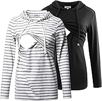 Vista 146 de GINKANA Sudadera con capucha para mujer, manga larga, lactancia materna, ropa casual