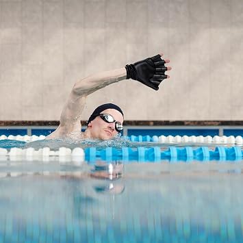 Baluue 2Pcs Swimming Gloves, Aquatic Swimming Webbed Gloves, Water Training Hand Webbed for Men Women Adult Water Resistance