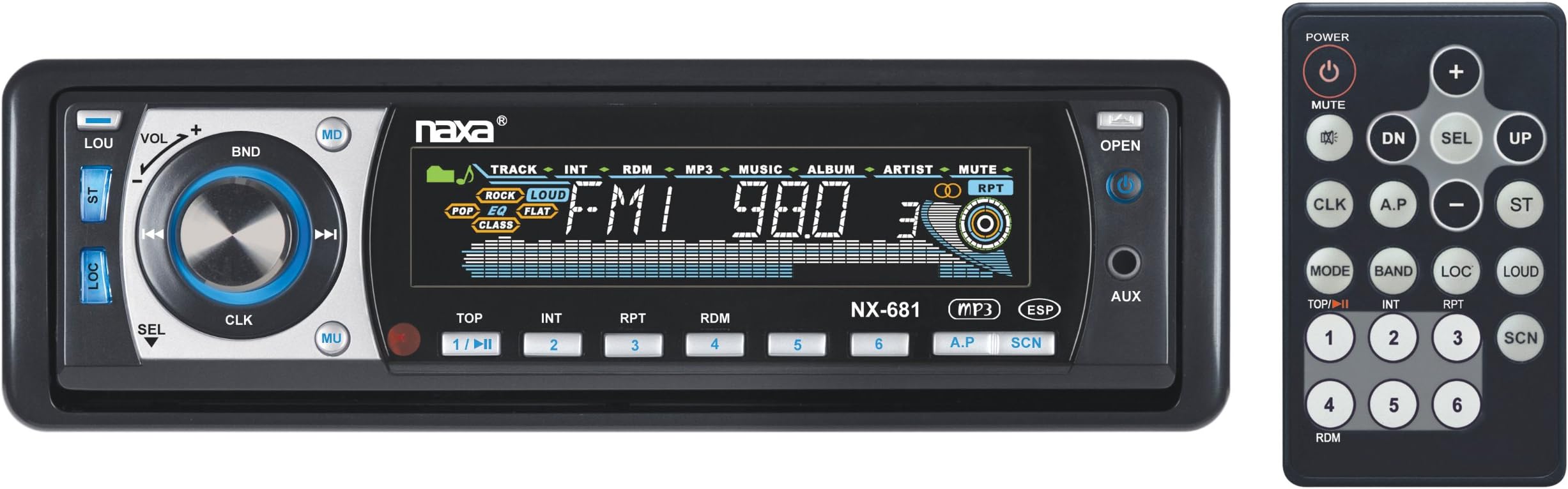 Naxa Fold Down Full Detachable PLL Electronic Tuning Stereo AM/FM Radio MP3/CD Player with Remote Control and Aux-in Jack
