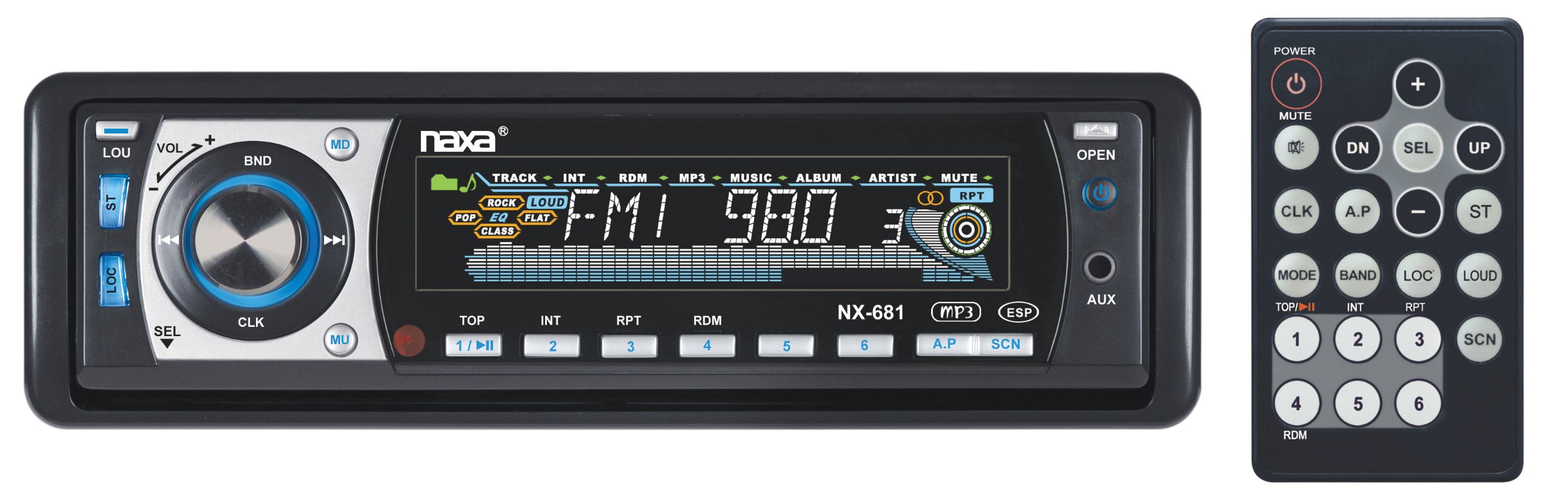 Naxa Fold Down Full Detachable PLL Electronic Tuning Stereo AM/FM Radio MP3/CD Player with Remote Control and Aux-in Jack