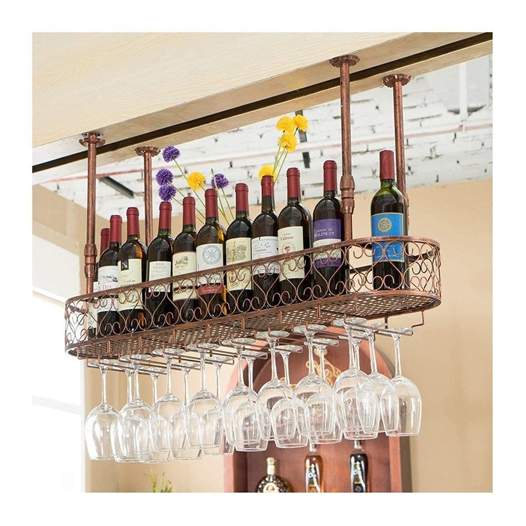 Casier à vin marron pour ranger ses verres à pied et bouteilles sans encombrement