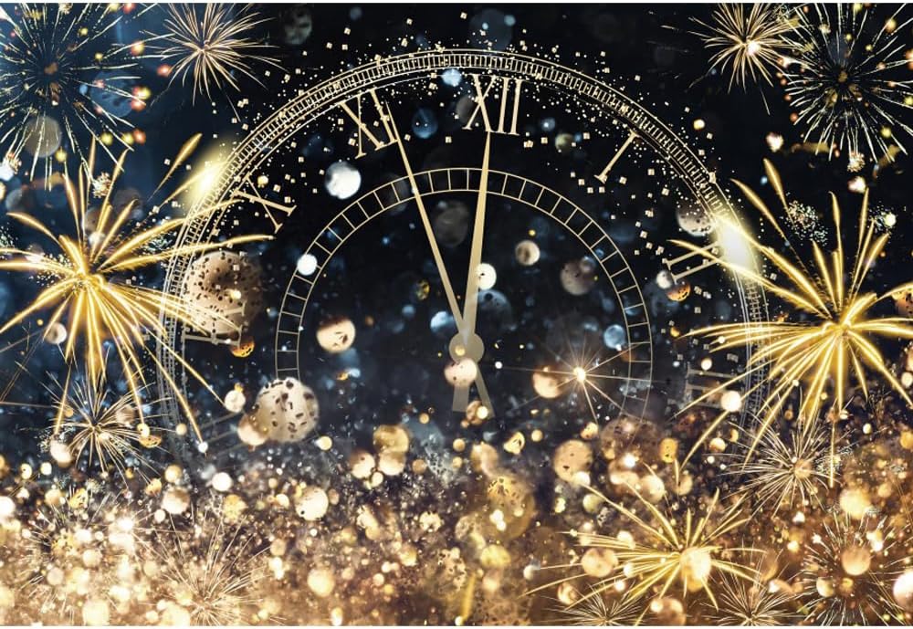 Amazon.com : Leyiyi 5x4ft Happy New Year Backdrop Black and Gold New ...