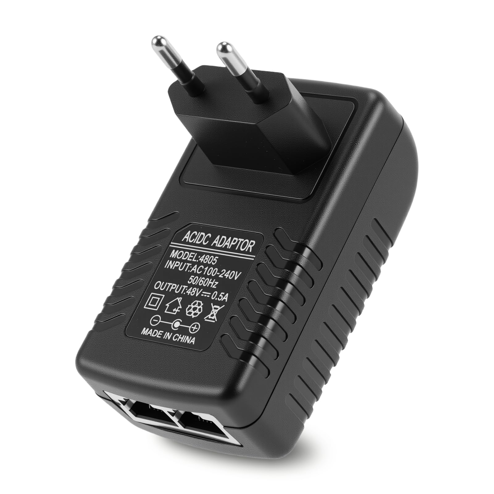 POE Injector 48 V 0,5 A, alimentatore passivo POE Injector Ethernet con spina a parete, adatto per telefoni IP Voip, fotocamere, AP e altro (UE)