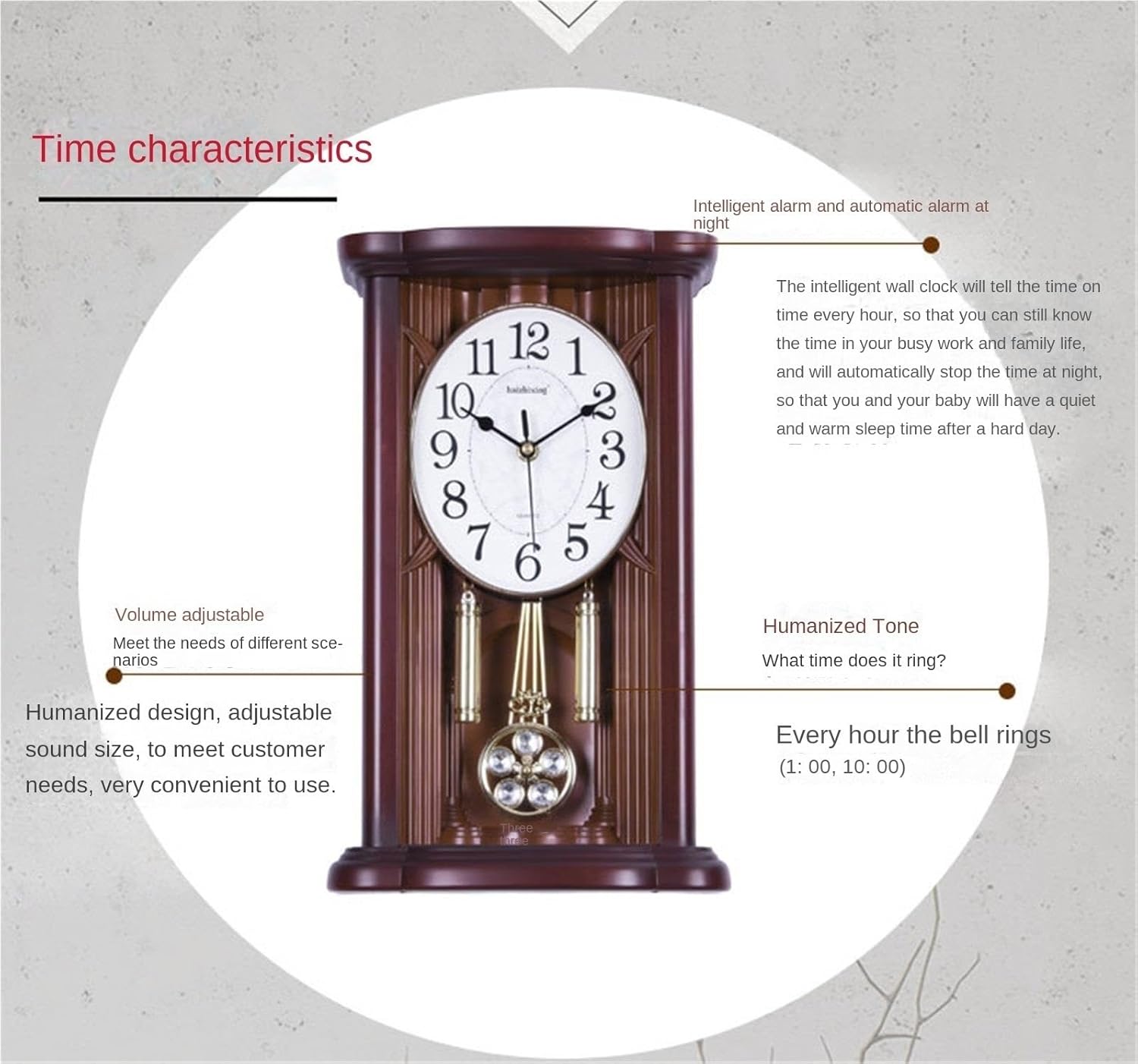 Mantel Table Clock Table Clock Retro Desk Clock Wood Carving Mechanical Desk Clock Movement Desktop Pendulum Living Room Home Decor(White)