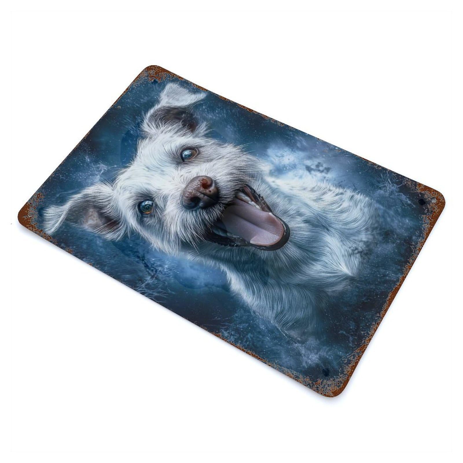 Rust Effect Smiling Jack Russell Terrier Vintage Rust Metal Sign 11.8"x7.9", Classic Wall Plaque for Shed, Workshop And Garage Wall Decor