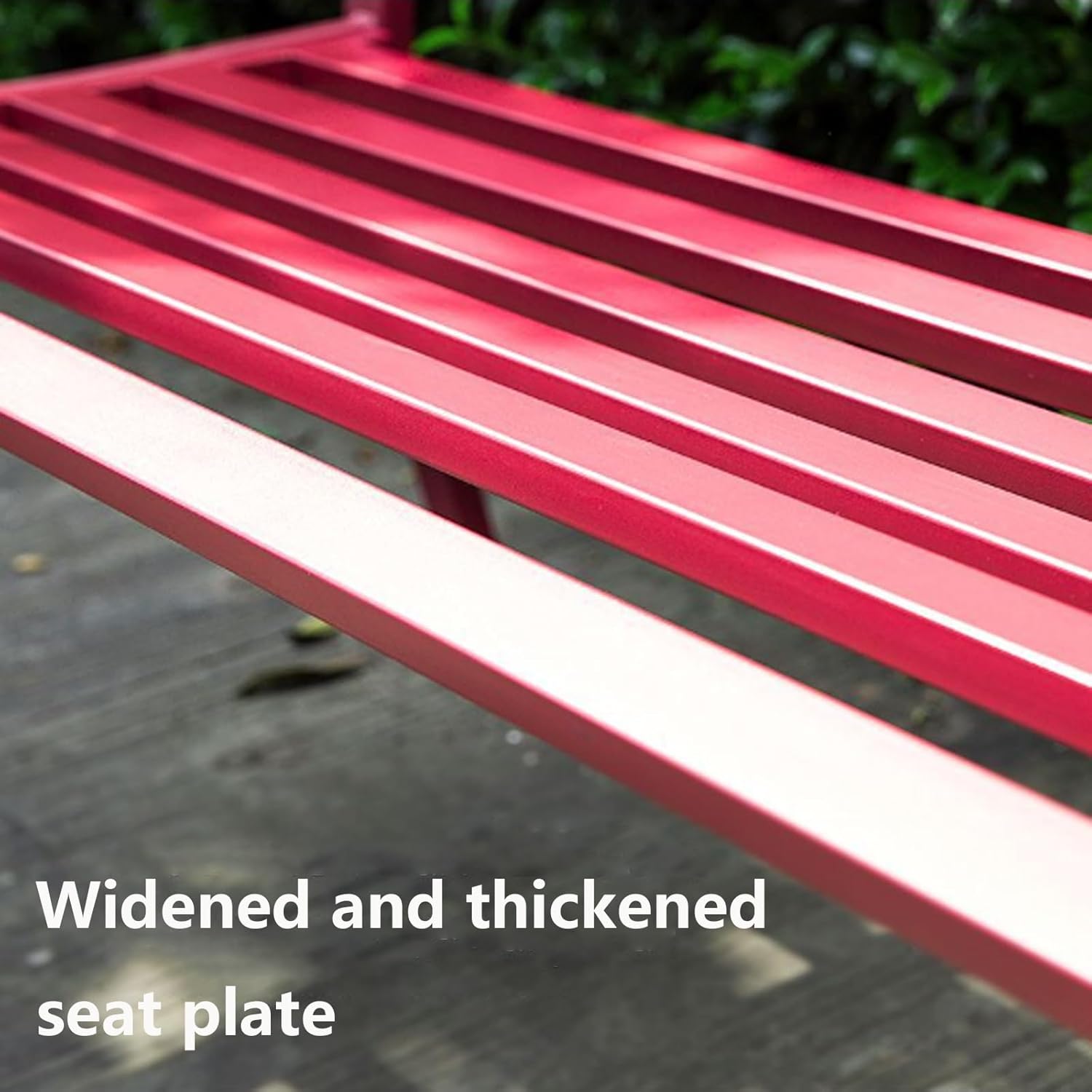 Floral Pattern Garden Bench - Outdoor Leisure Chair with Armrests - Ideal for Villa, Courtyard, Balcony Decor - Stylish Red Park Seat for Relaxation