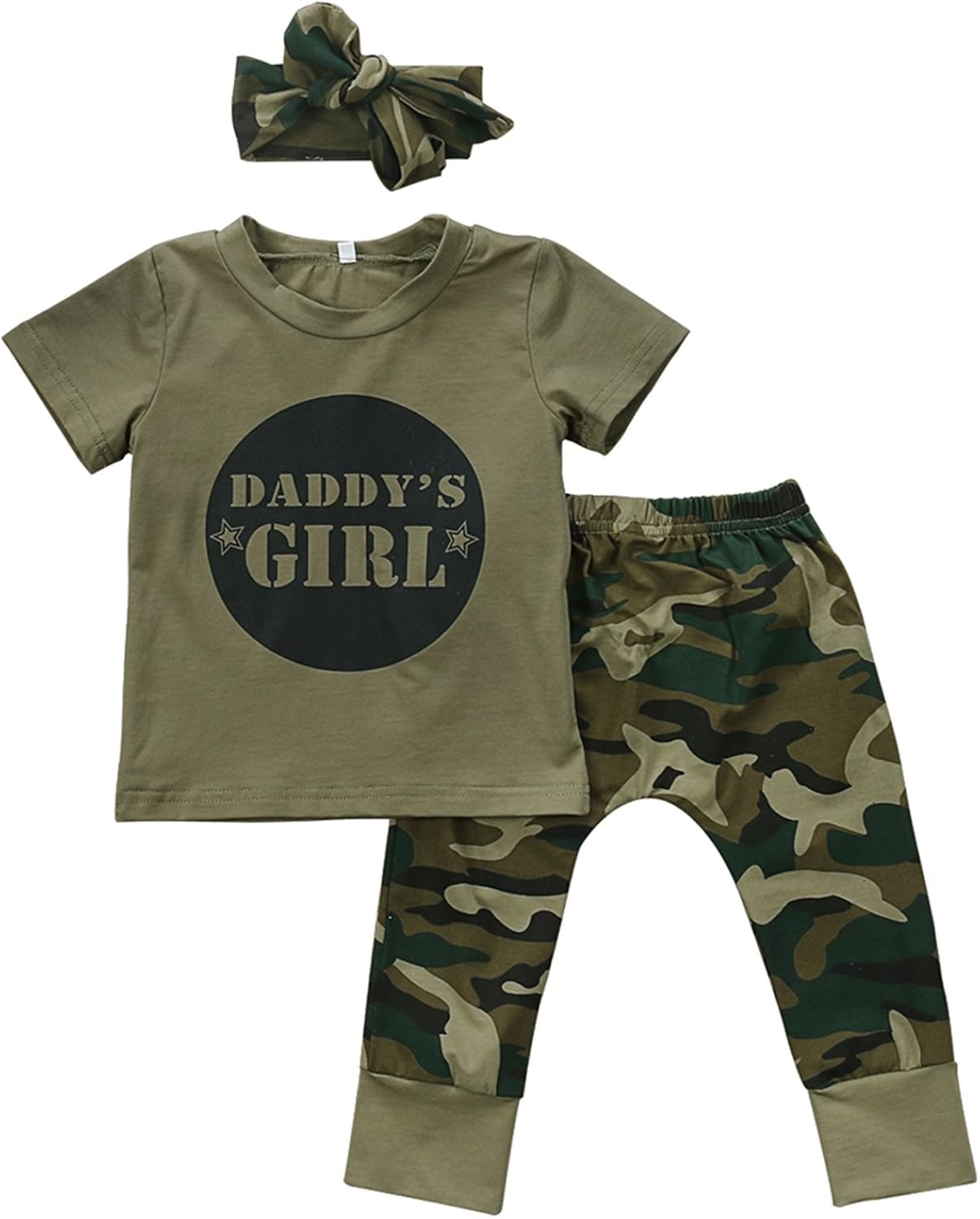 2 Styles Baby Boy Girl Camouflage Short Sleeve T-Shirt Tops+Green Long Pants Outfit Casual Outfit: Clothing