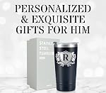 Tasses de café personnalisées avec J initial, Tumbler voyage Monogrammed pour lui, Coupes personnalisées, Cadeaux de Noël uniques pour les hommes qui ont tout