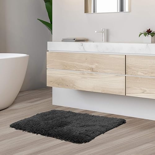 Miniatura 2 de Clara Clark Alfombras de baño, ultra suaves, peludas y peludas, lavables a máquina, goma antideslizante, 17 x 24 pulgadas,