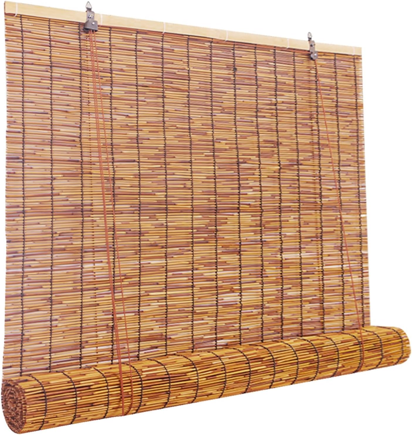Bamboo Roll-Up Blind Shades Cordless Patio Roller Outdoor Bamboo Roman Shades, Blackout Anti-UV and Waterproof Privacy, Lifting,72" W x 59" H