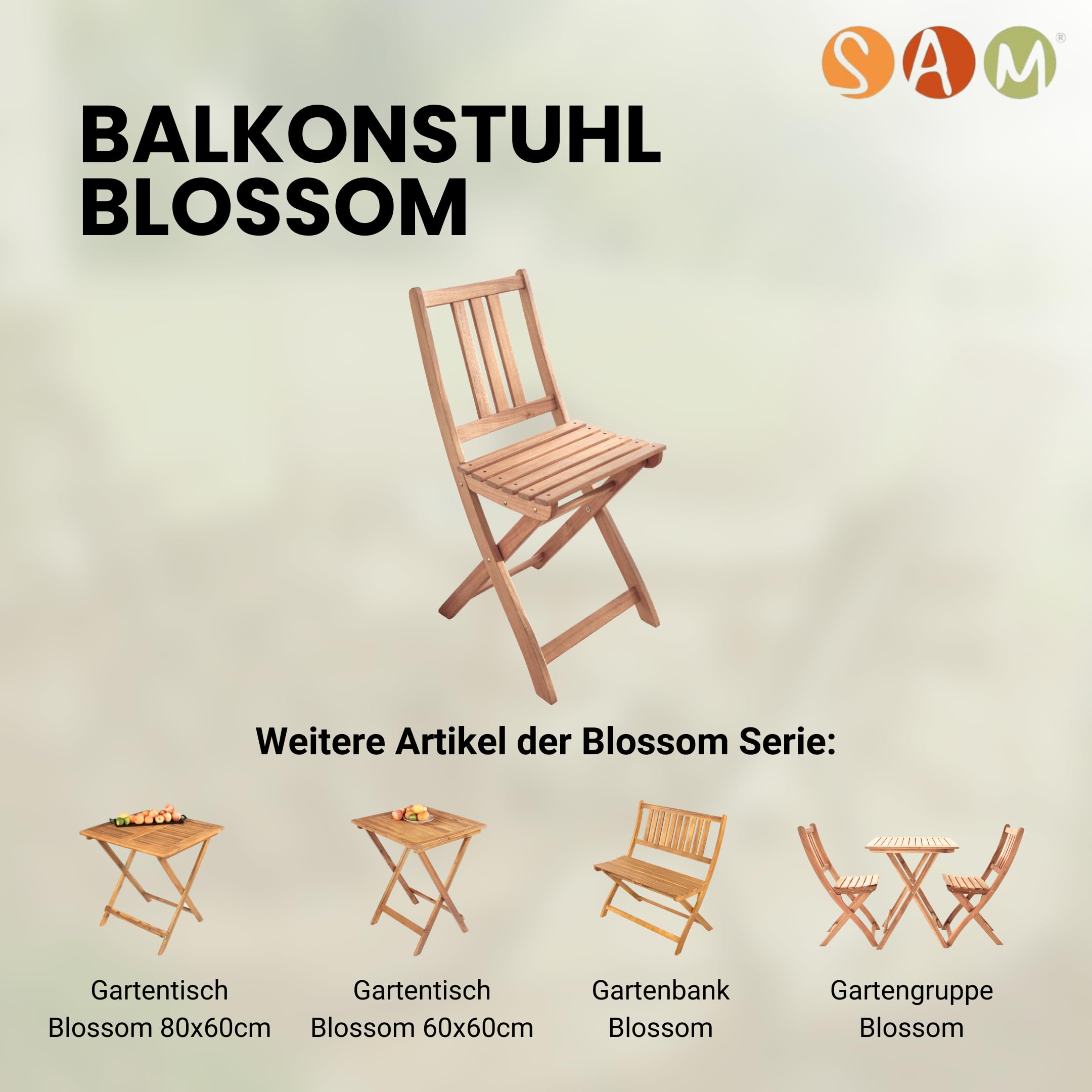 Loreno Gatrtenstuhl 2er Set aus robustem Akazienholz Klappbar Holz | Gartenmöbel Set, Balkonstühle, Wetterfest & Pflegeleicht, Ideal für Garten & Terrasse