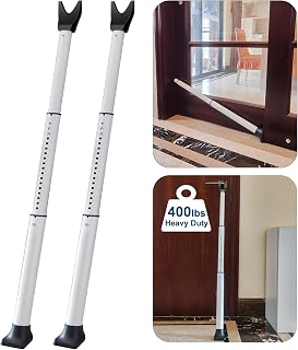 Rerishom Heavy Duty Door Security Bar 2-Pack - Adjustable 17.5-46" Door Jammer, 400 lbs Resistant for Apartment, Hotel, Home Security