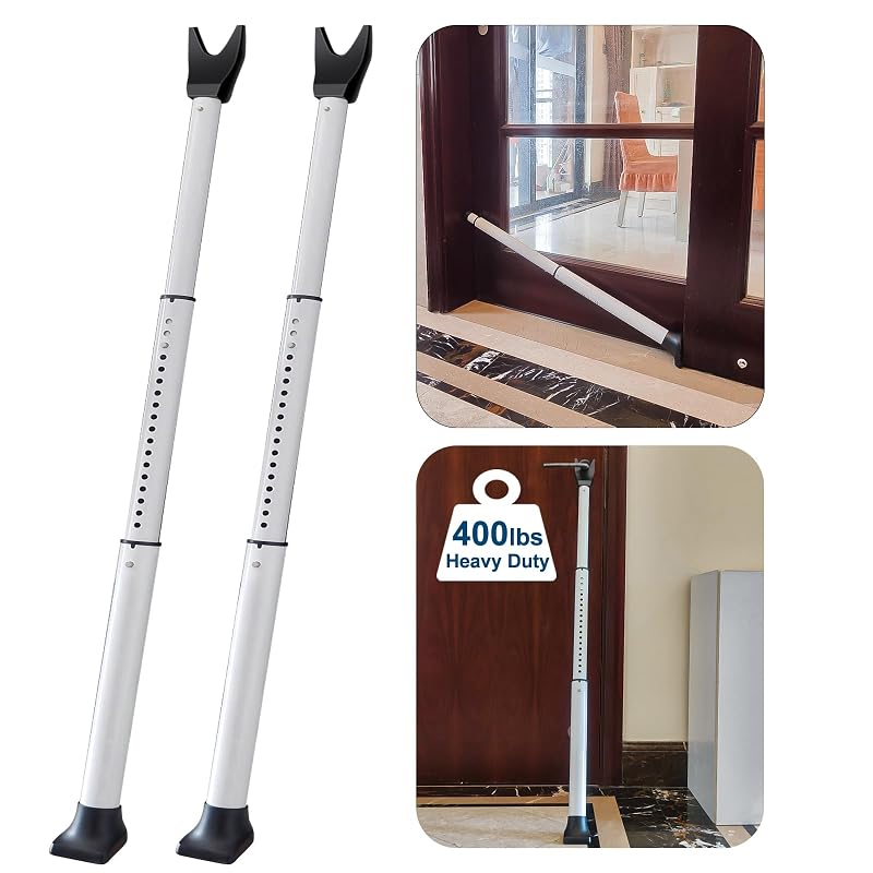 Rerishom 2 Pack Door Security Bar, Heavy Duty Patio Door Lock,White White 2 Pack