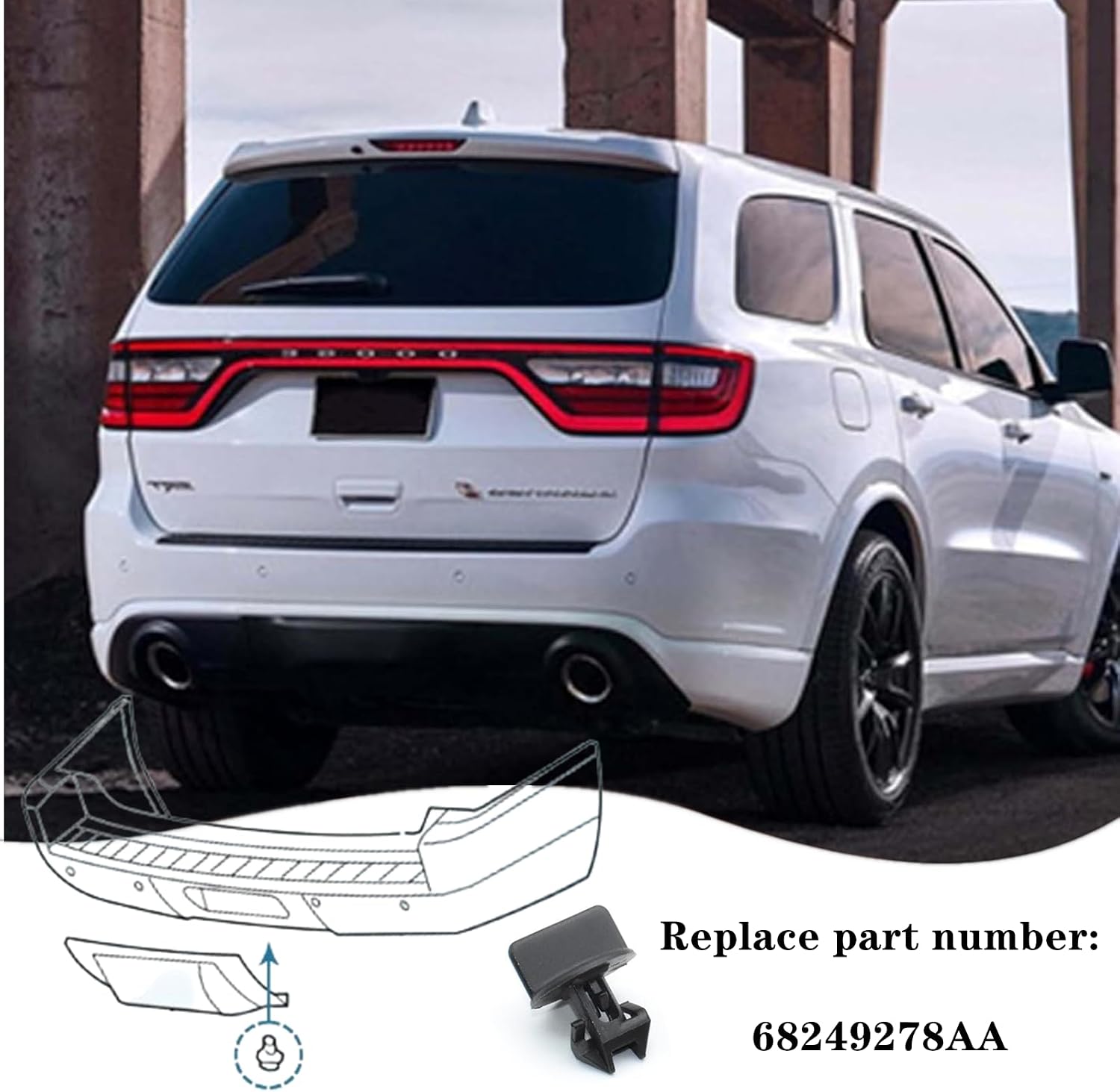 68249278AA Rear Bumper Trailer Tow Hitch Cover Retainer Clips,4 PCS Retainer Cover Nut Rear Bumper Fit Compatible with Chevrolet for Cadillac for Buick for GMC Acadia Yukon 07-19 11610049