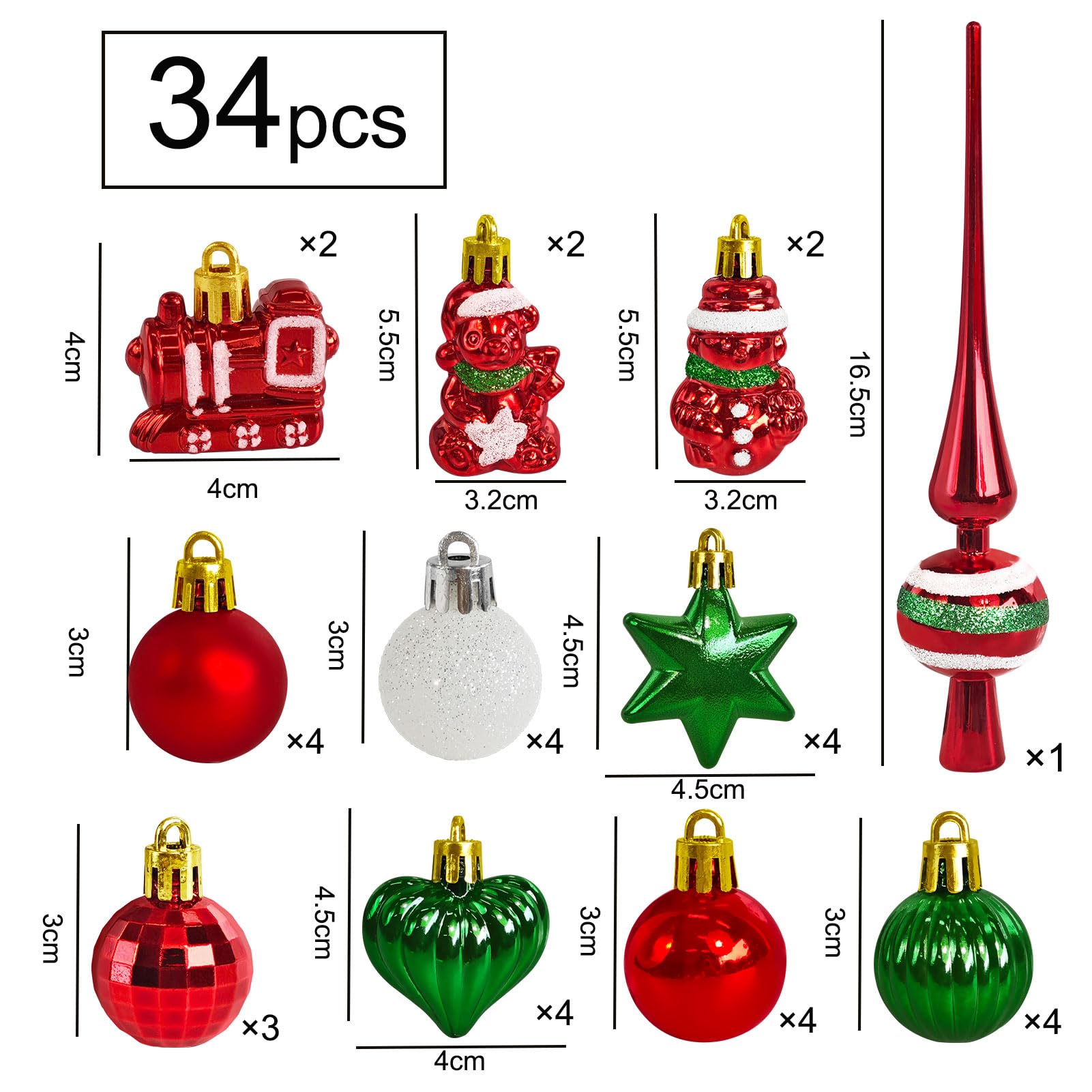 4-delige glazen kerstballenset 8 cm in erg glanzende vintage stijl kerstboomballen - kerstversiering - kerstboomversiering 8 cm diameter