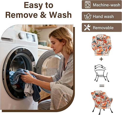 Miniatura 5 de Welnow Silla Lazy con otomana, moderna silla decorativa con reposabrazos y un bolsillo lateral, juego de sillón de sofá de ocio, sillón de lectura