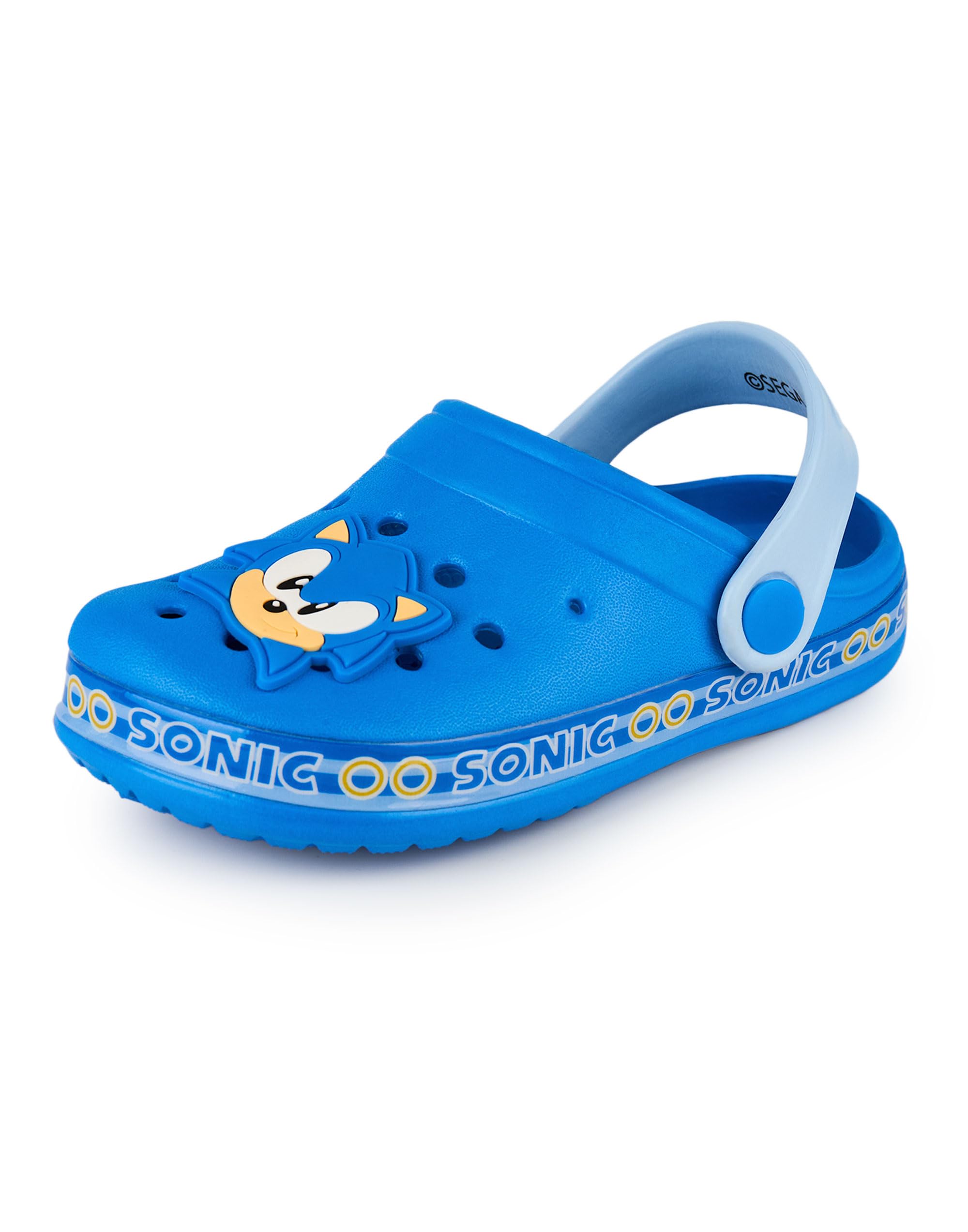 Sonic The Hedgehog Zoccoli Boys | Calzature Slip-on per Bambini con ciondoli Originali in Blu | Sandali da Gioco per Interni ed Esterni con Cinturino Regolabile | Merchandising