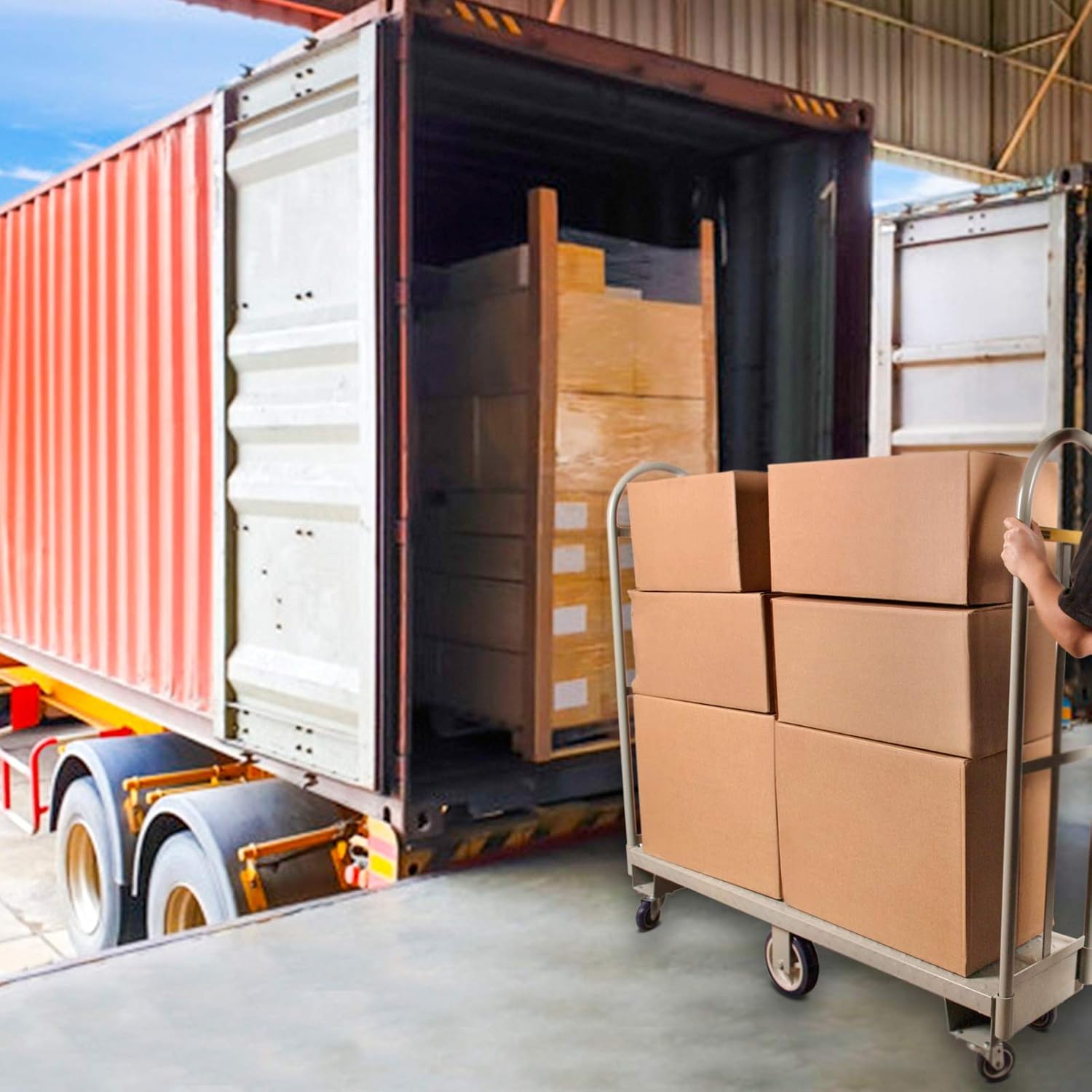 Heavy Duty, Narrow Aisle U-Boat Platform Truck Dolly, 16x60 Steel Deck, 2000 Lbs. Capacity : Industrial & Scientific