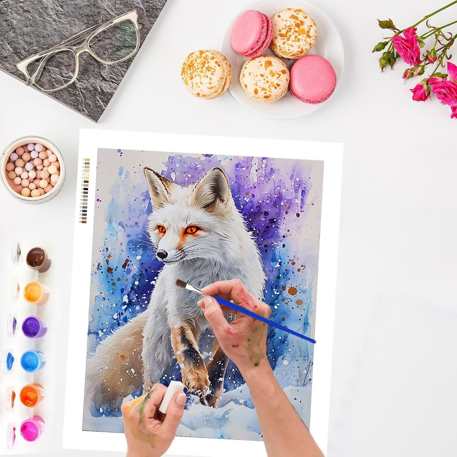 WEISHIWE Volpe animale Dipingere con i Numeri per Adulti, 70x90cm a-178 | Paint by Numbers Kit con Pennelli e Acrilico Pigmento, Fai da te Olio La Pittura di Numeri Kit, Decora la Casa, senza Cornice