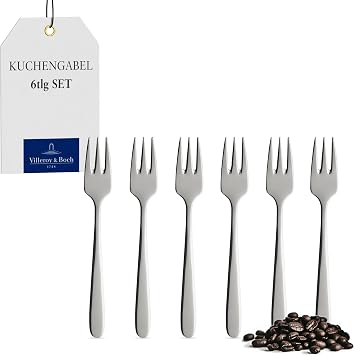 Villeroy & Boch Daily Line Collection Cake Forks, 6-Piece Set, 18/10 Stainless Steel, 5.75 x 1 in