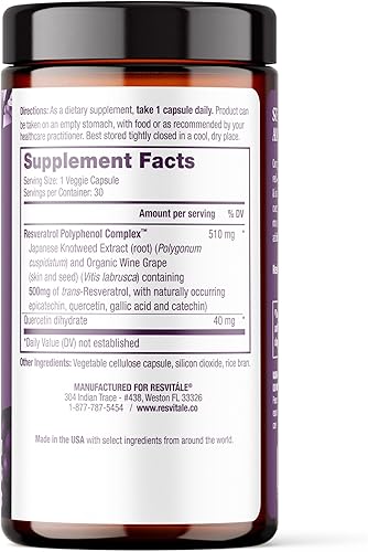Miniatura 2 de ResVitále Resveratrol 500 mg - Suplemento de resveratrol para hombres y mujeres - 30 cápsulas vegetales