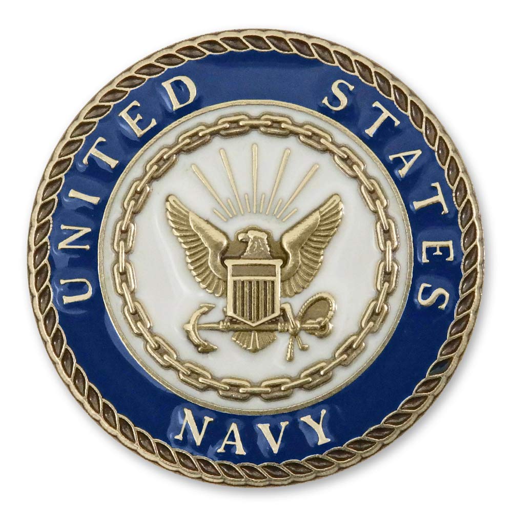 Indiana Metal Craft US NAVY CREST 1 inch Die Struck Solid Brass Pin with Enamel Made in USA