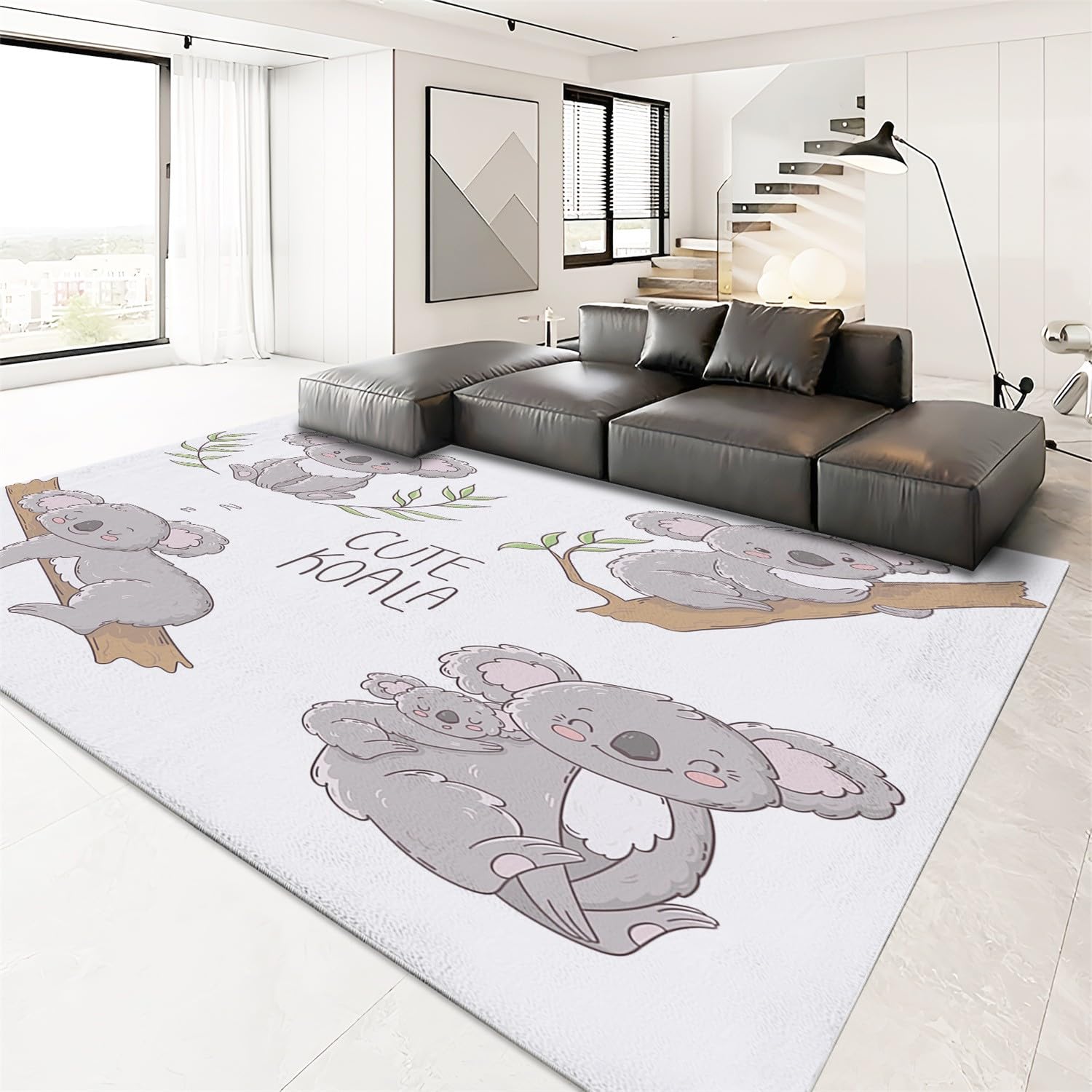 Generic Tapis Salon Dessin animé Animal Koala Chambre Moderne Tapis pour Enfant Chambre, Bébé, Fille et Garçon - Moquette pour Chambre et Salon 120 x 170cm