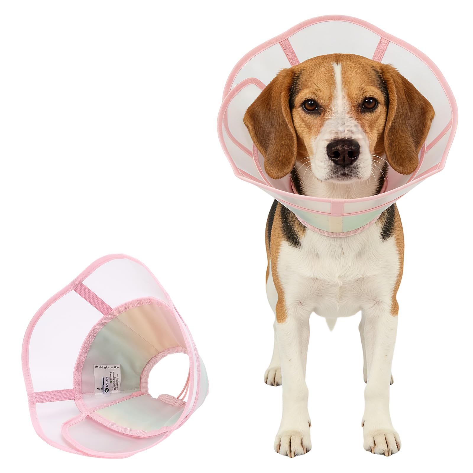 Soft Dog Cone Collar, wasserdicht und klappbarer Elizabethan-Kragen für Hunde nach der Operation, kein Leck Recovery E-Kragen, Bequeme Schutzkegelalternative für große Hunde (Pink, XS)