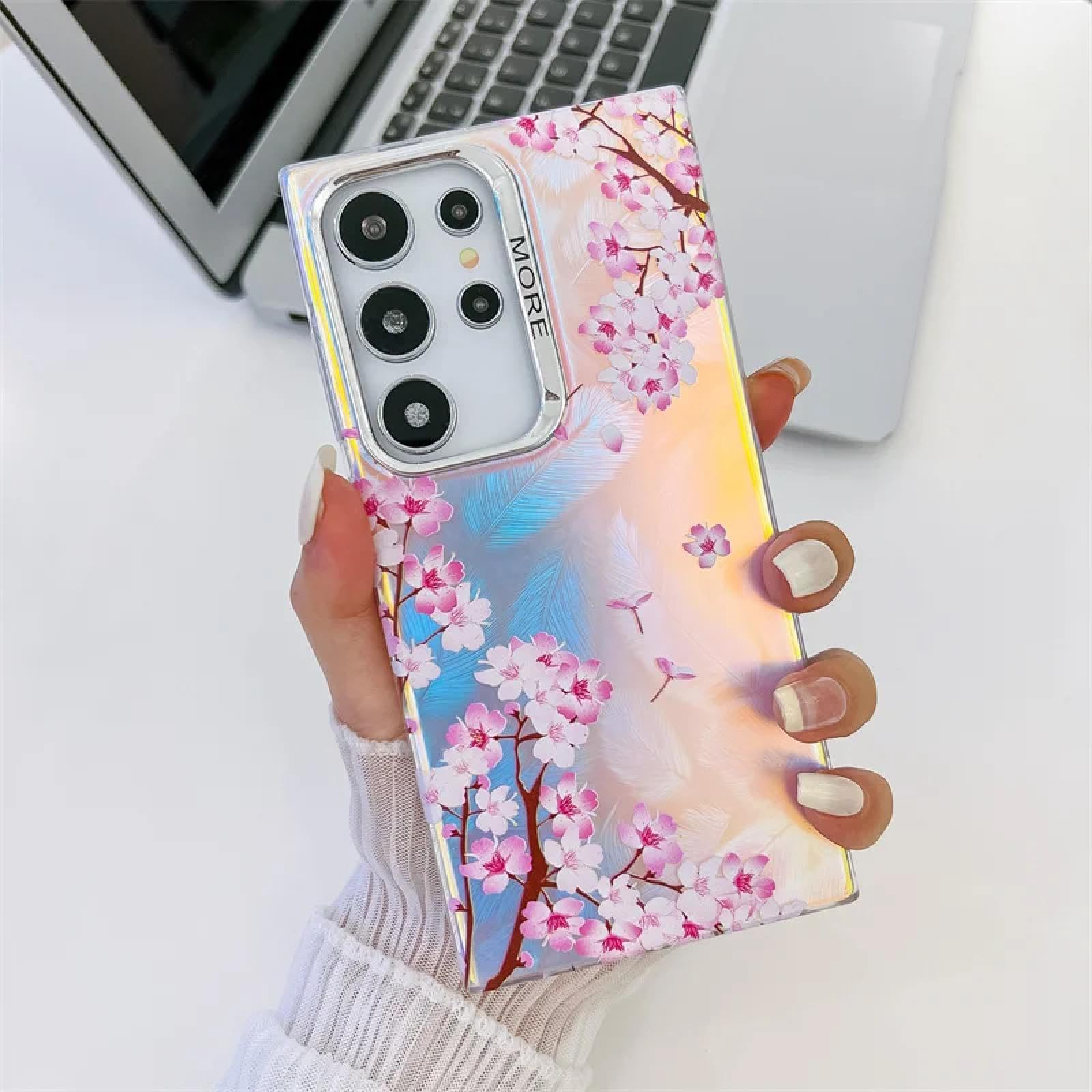 Coque Samsung A25 5G protection rigide mate motif floral laser - 7