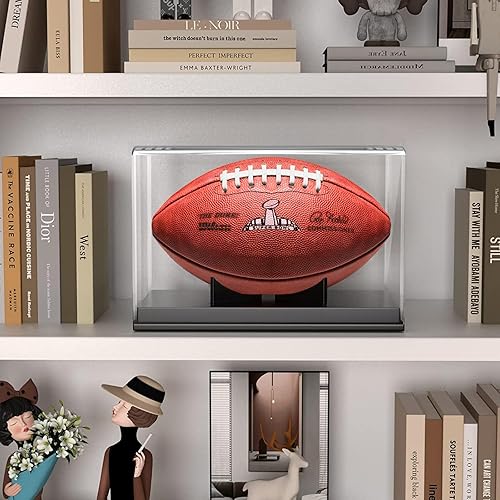 Miniatura 5 de KKU Estuche de exhibición de fútbol de acrílico, soporte de fútbol con autógrafo, no requiere montaje, caja de exhibición de fútbol con soporte de