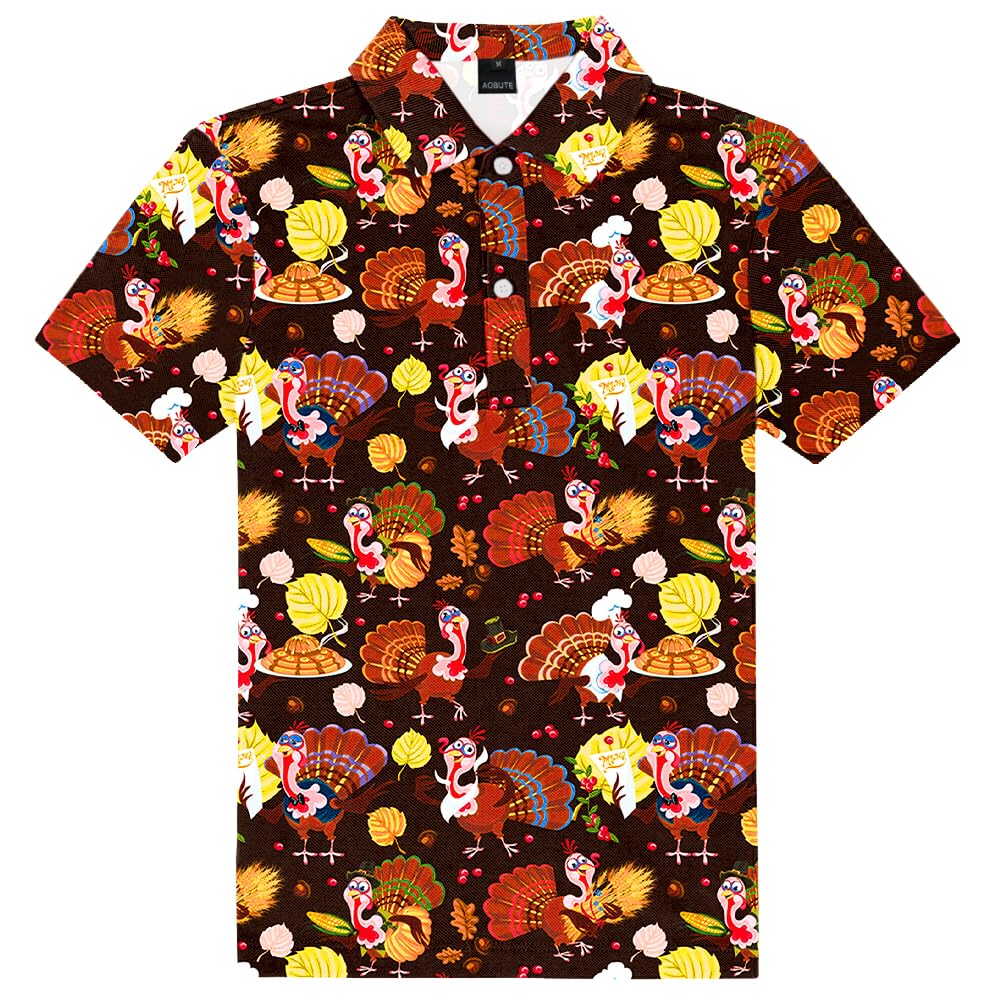 AOBUTE Kids 4th of July Polo American Flag Short Sleeve Button Down Shirts Tops 3-14 Years