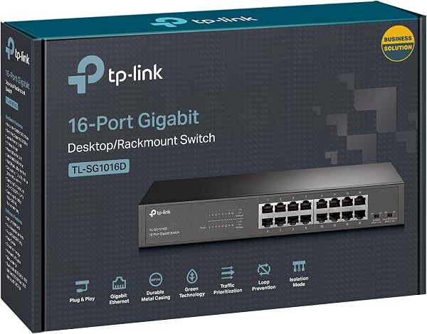 TP-Link TL-SG1016D Switch Ethernet 16 Ports Gigabit, Switch RJ45, Hub RJ45, Prévention des Boucles, Mode d'Isolement, Boitier Métal, Bureau/Montage en Rack, Brancher et Utiliser - 4