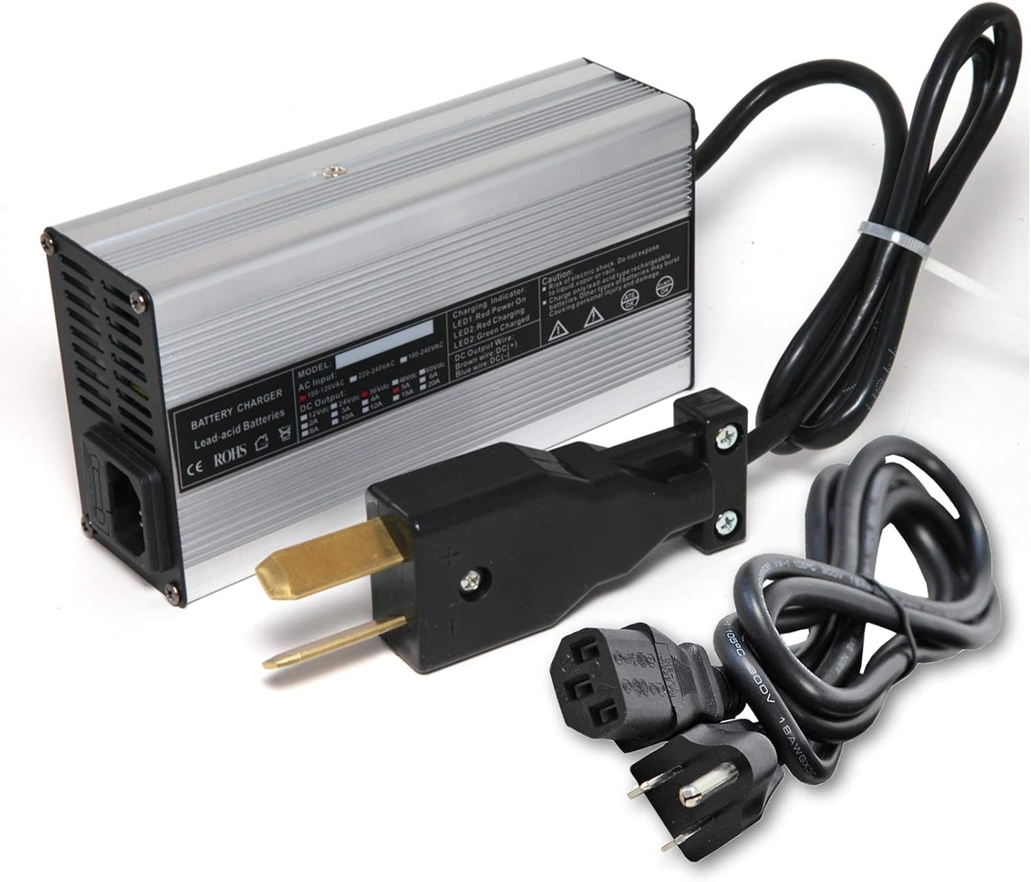 Hardcore Parts 36 Volt Golf Cart Battery Charger - Fits Club Car Yamaha EZGO Crows Foot Connector