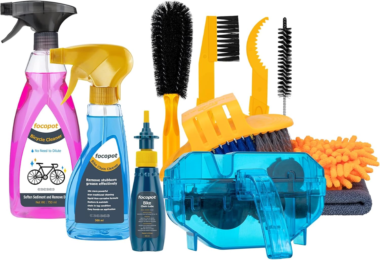 Bike Cleaning Kit with Bicycle Cleaner(25 oz),Degreaser(10 oz),Oil Lubricant(2 oz),Cleaning Brush Tools,Bike Chain Cleaner Kit to Clean and Lube Mountain/Road/MT/EBike Bike Cleaning Kit with Bicycle Cleaner(25 oz),Degreaser(10 oz),Oil Lubricant(2 oz),Cleaning Brush Tools,Bike Chain Cleaner Kit to Clean and Lube Mountain/Road/MT/EBike