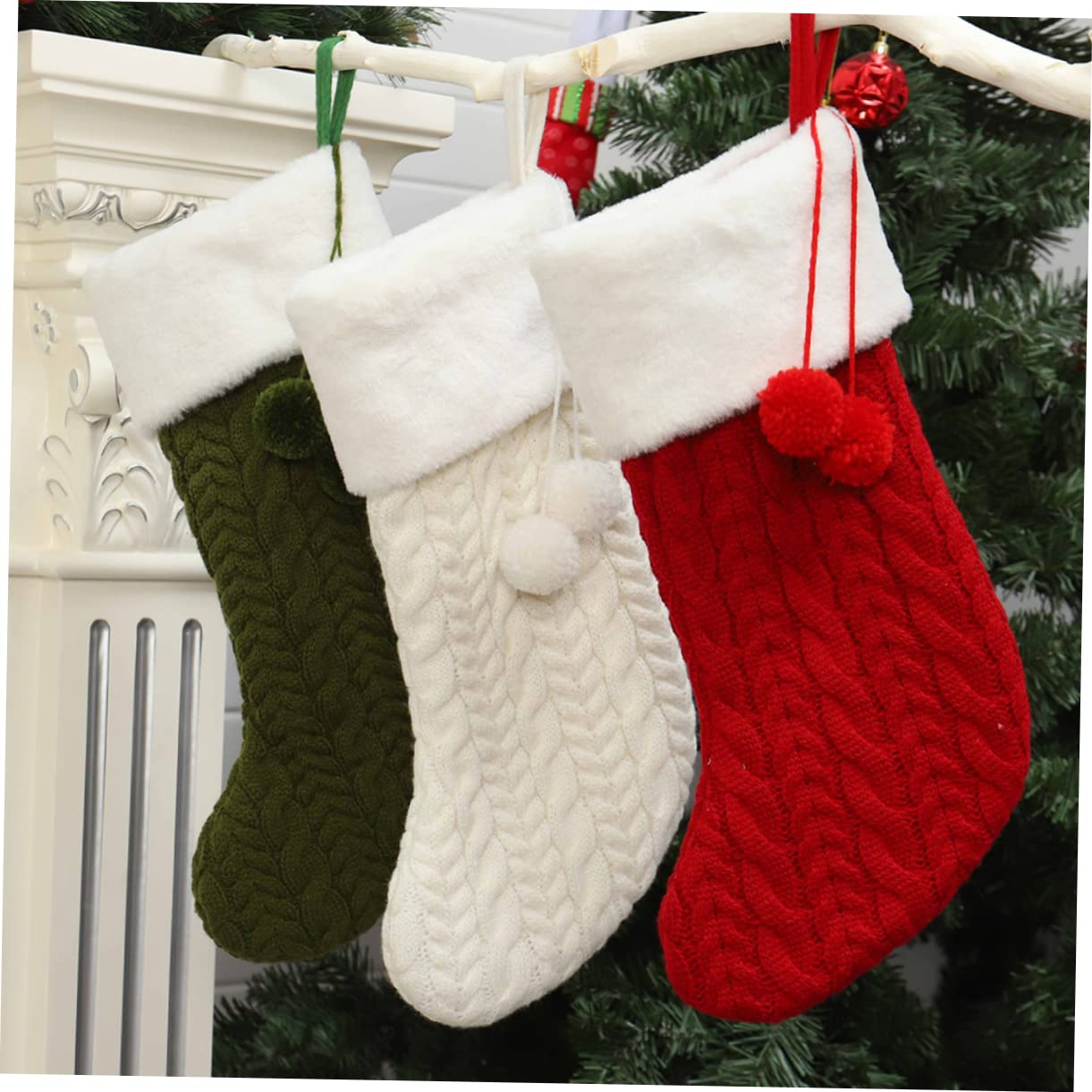 Alipis 3St weihnachtsdeko Weihnachtsfeier Weihnachtsstrümpfe Stricken Weihnachtsstrumpf weihnachtssocken Super Weihnachtssocke weihnachtsgeschenkbeutel Weihnachten Socken aufhängen Weiß