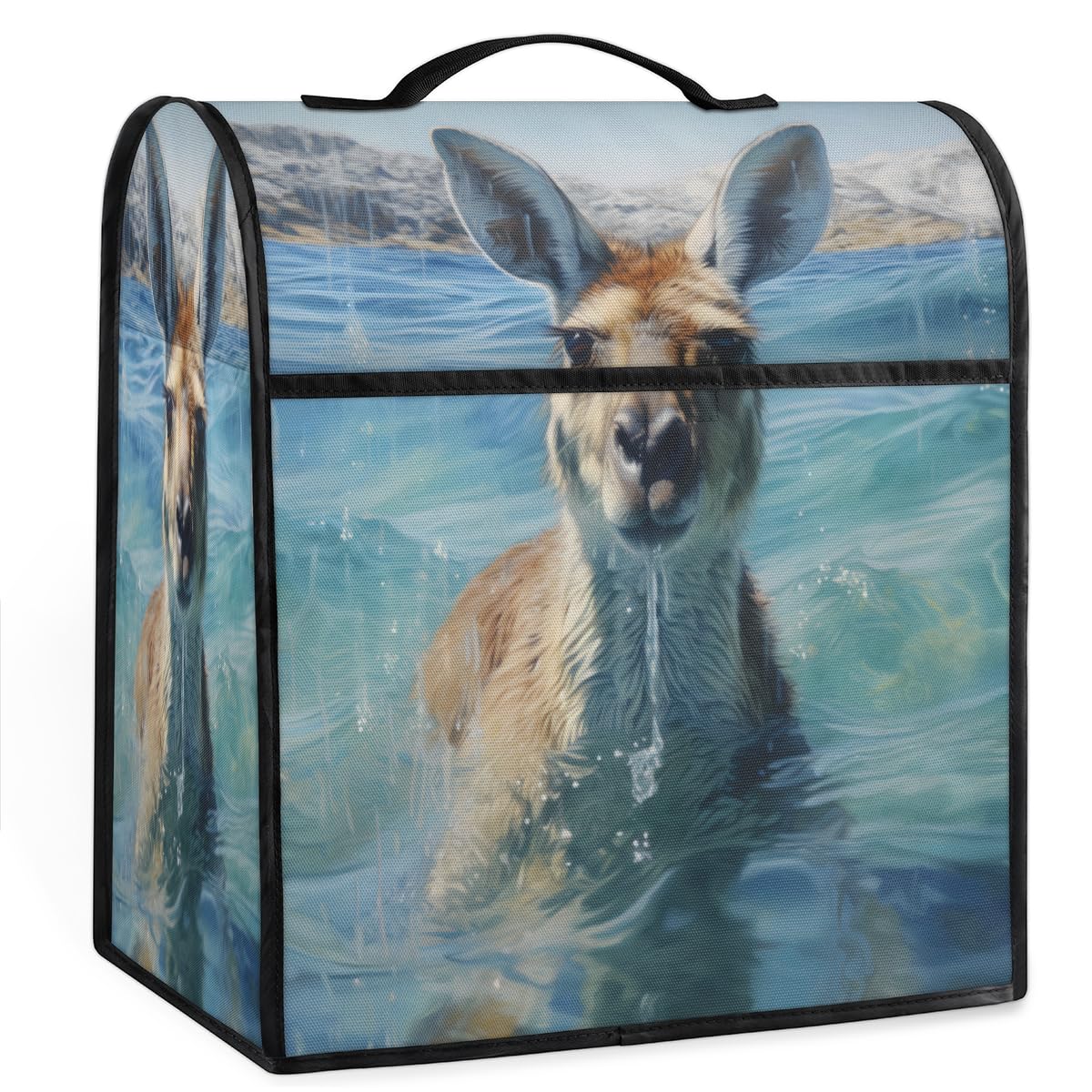 Coffee Maker Cover Kangaroo Animal Kitchen Appliance Covers Small Appliance Covers Blender Cover Juicer Cover Dust Covers for Kitchen Appliances with Top Handle and Pockets,Washable,C336