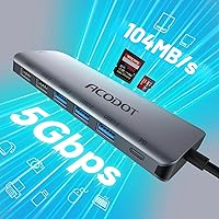 Vista 4 de Hub USB C, Acodot Adaptador USB C de 9 en 1 a HDMI 4K@60HZ multipuerto, 3 puertos USB 3.0, lector de tarjetas SD/TF, 100W PD, diseñado para MacBook